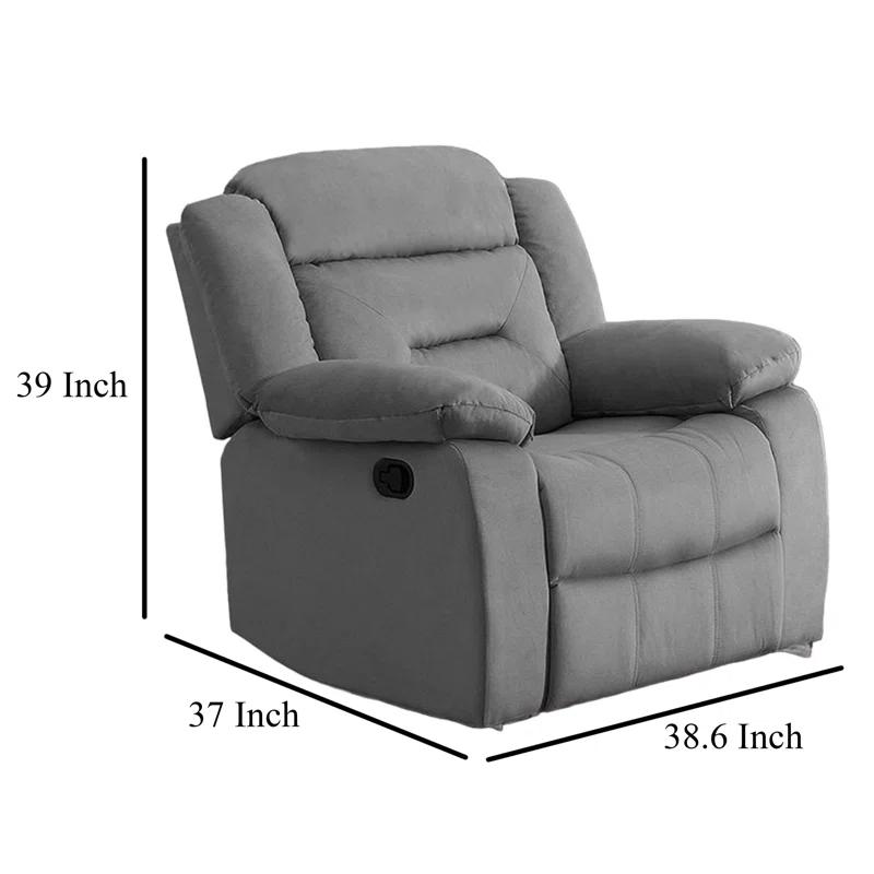 Benjara Niko Manual Recliner Chair, Plush Tufted Velvet, Solid Wood