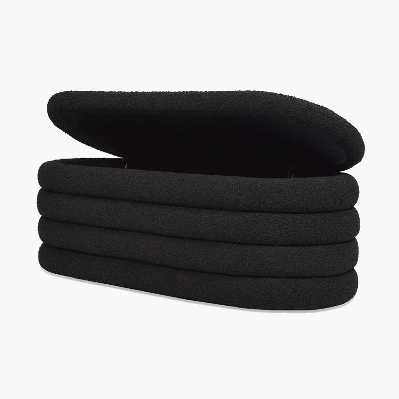 Everly Quinn Boucle Upholstered Storage Bench