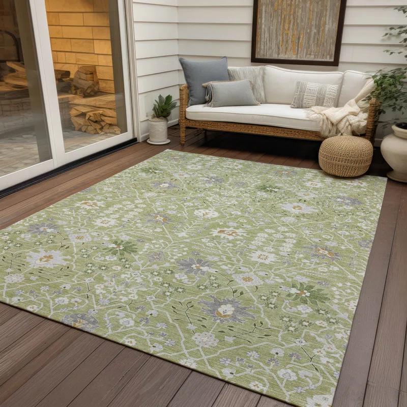 Machine Washable Indoor/Outdoor Chayden ACN1009 Aloe 2'3" x 7'6" Runner Rug