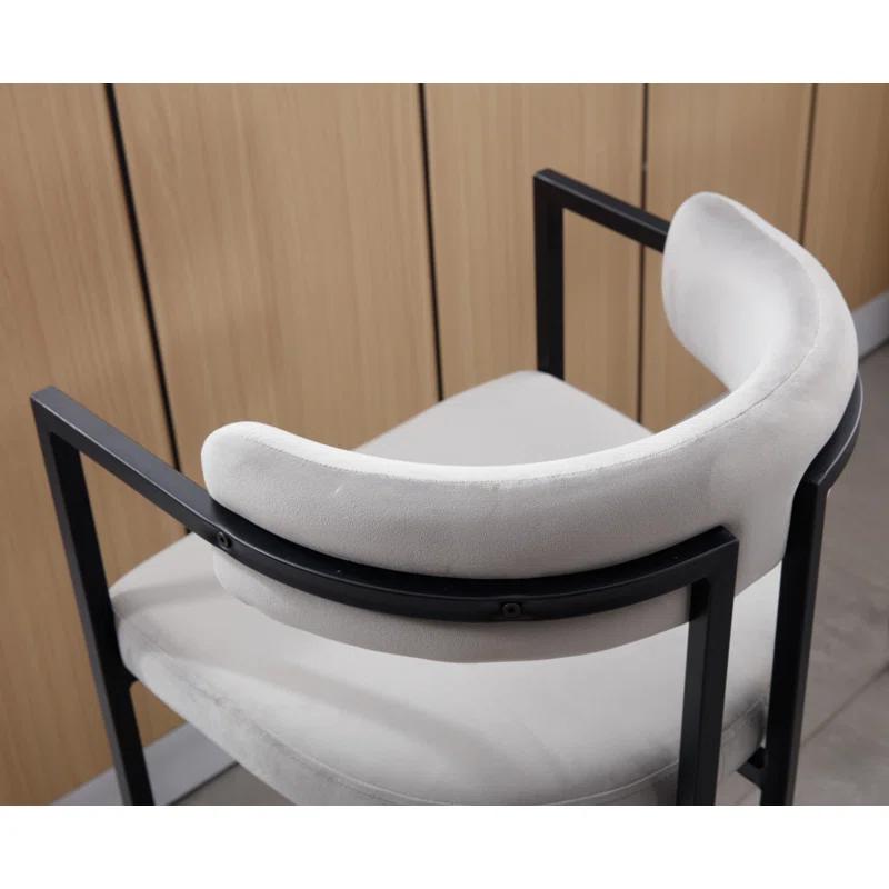 Ivy Bronx Modern Upholstered Hollow Bar Stool With Armrests And Footrests, Barrel High Stools (Set of 2)