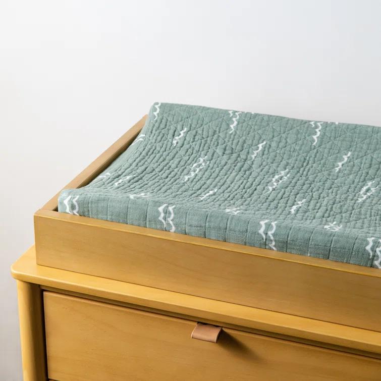 Ocean Waves Quilted Muslin Changing Pad Cover