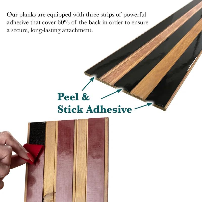 Architectural Products by Outwater L.L.C. 5-1/8" X 46-1/2" x 3/16" Peel and Stick Solid Wood Wall Paneling