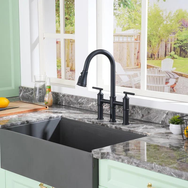CASAINC 1.8 GPM Single-Handle Spring Pull-Down Kitchen Faucet Single Hole Faucet