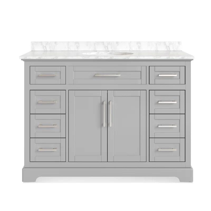 Poitra 48'' Single Bathroom Vanity with Engineered Marble Top