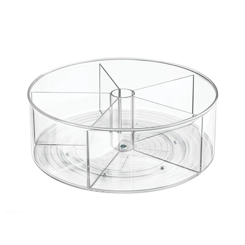 iDesign iDesign Recycled Plastic Divided Lazy Susan Turntable Organizer, Pantry, Bathroom, General Storage and More, The Linus Collection - 11.5", Clear