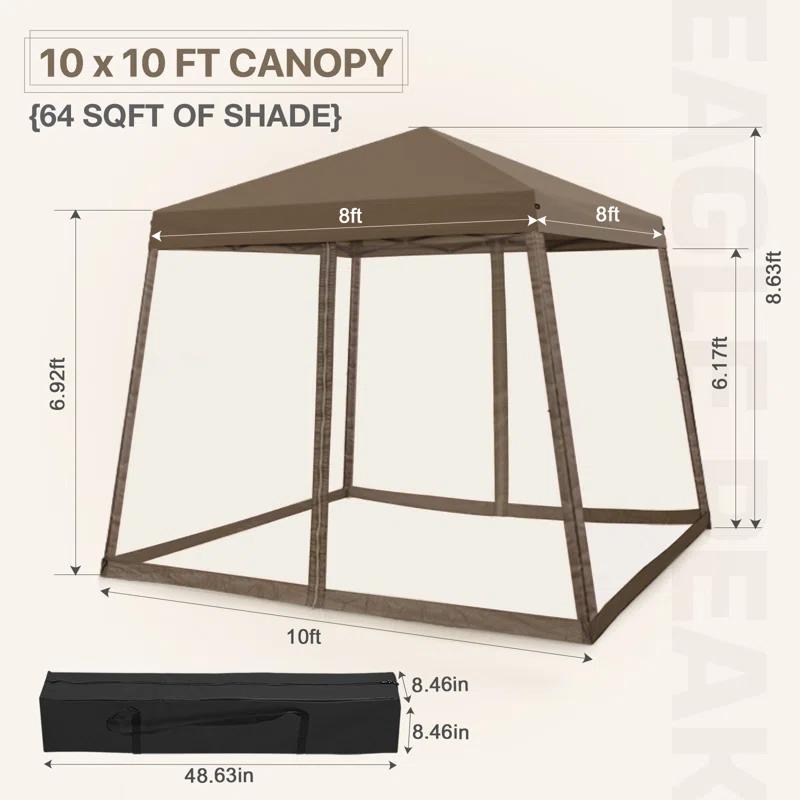 COOS BAY 10 Ft. W X 10 Ft. D Steel Pop Up Slant Leg Patio Gazebo With Netting