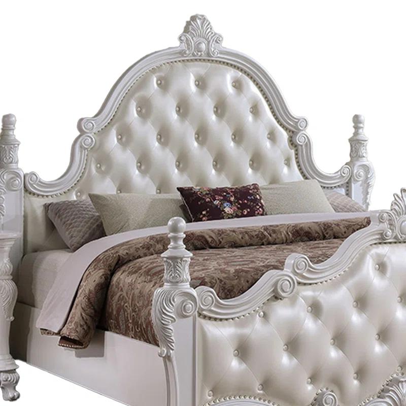 Benjara Moni Bed, Tufted Classical Upholstery
