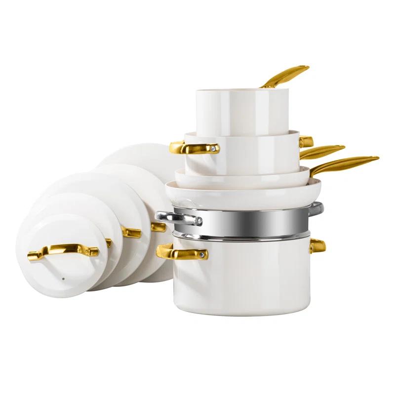 Gotham Steel Gotham Steel Modern Collection 11 Pc Cream Nonstick Cookware Set