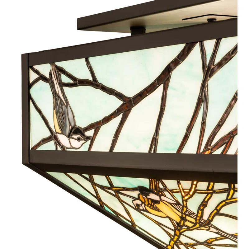 Meyda Lighting Rustic Lodge Glass Flush Mount