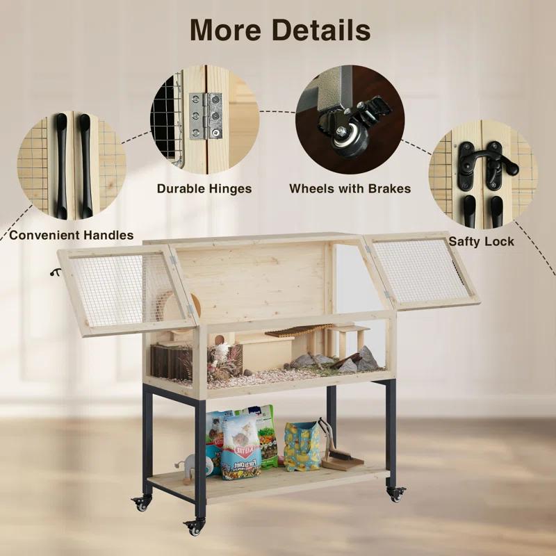 Tucker Murphy Pet™ Wooden Hamster Cage With Storage Shelf,Ventilated Small Animal Cage For Guinea Pig,Rat,Hedgehog,Chinchilla,Large Hamster Cages And Habitats With Acrylic Panels & Reviews | Wayfair