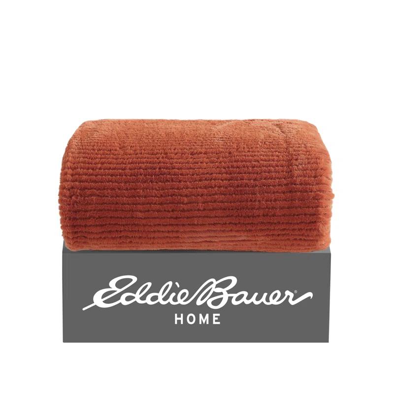Eddie Bauer Eddie Bauer Ribbed Textured Stripe Solid Plush Throw Blanket