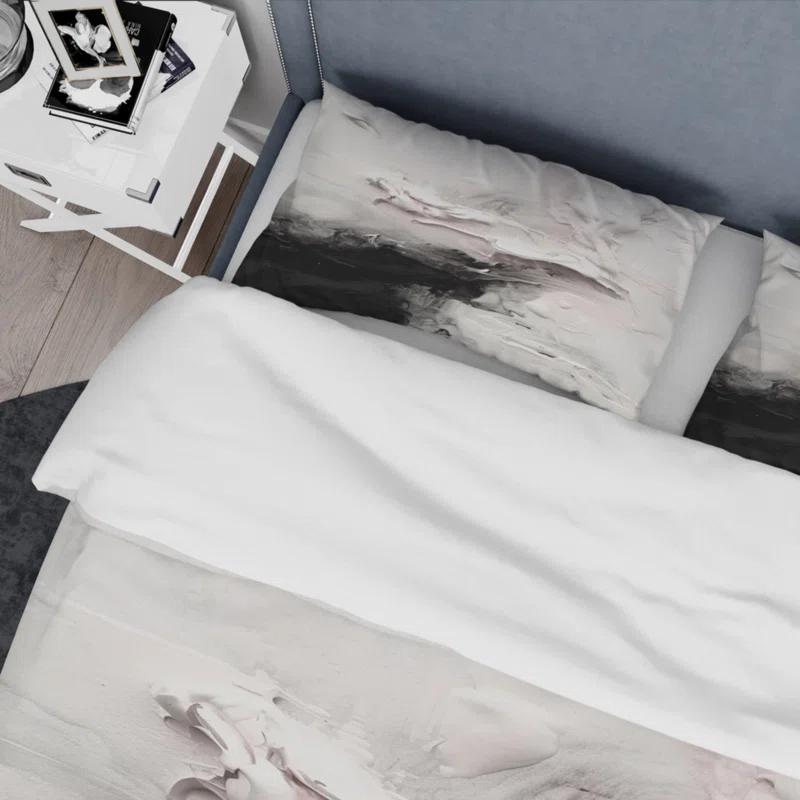White Twist Watercolor III - Abstract Painting Duvet Cover Set - Microfiber Polyester