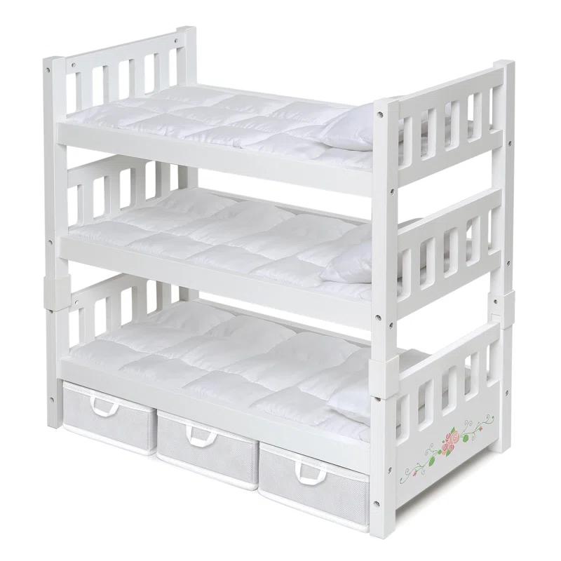 Badger Basket 1-2-3 Convertible Doll Bunk Bed with Bedding, Baskets, and Free Personalization Kit