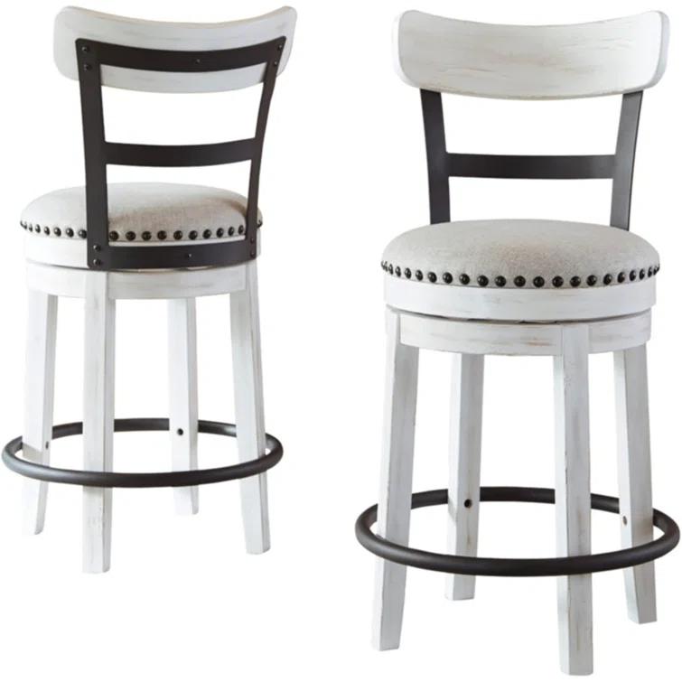 Gracie Oaks Design by Ashley Valebeck Modern Swivel Counter Height Barstool, Whitewash