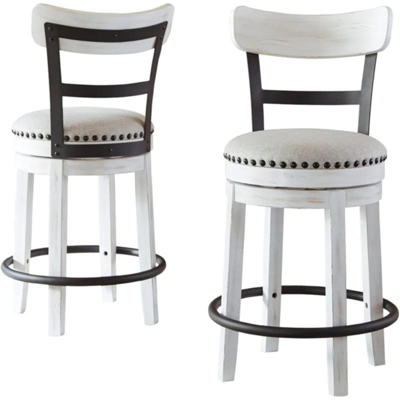 Gracie Oaks Design by Ashley Valebeck Modern Swivel Counter Height Barstool, Whitewash