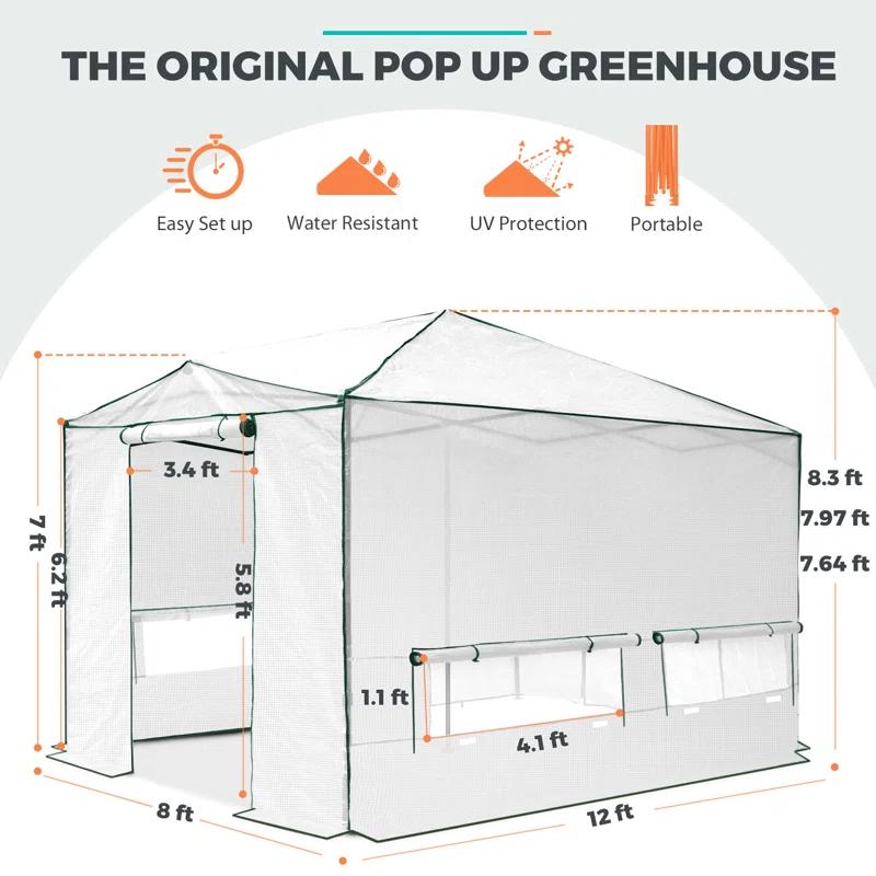 EAGLE PEAK Pop Up Greenhouse 8' W x 12' D Greenhouse
