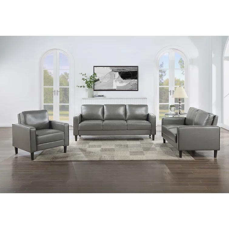 Alma Ruth 3-Piece Upholstered Track Arm Sofa Set Grey