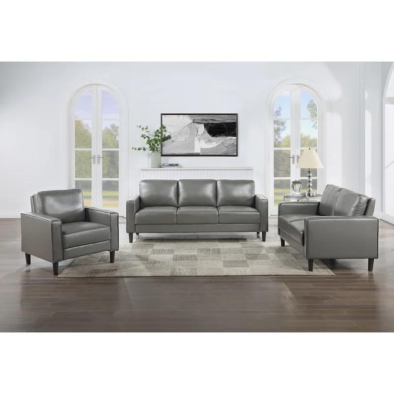 Alma Ruth 3-Piece Upholstered Track Arm Sofa Set Grey