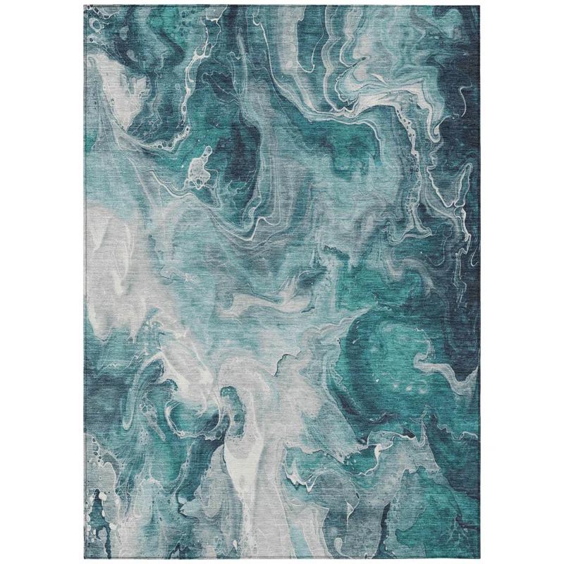 Machine Washable Indoor/Outdoor Chantille ACN1687 Teal Rug