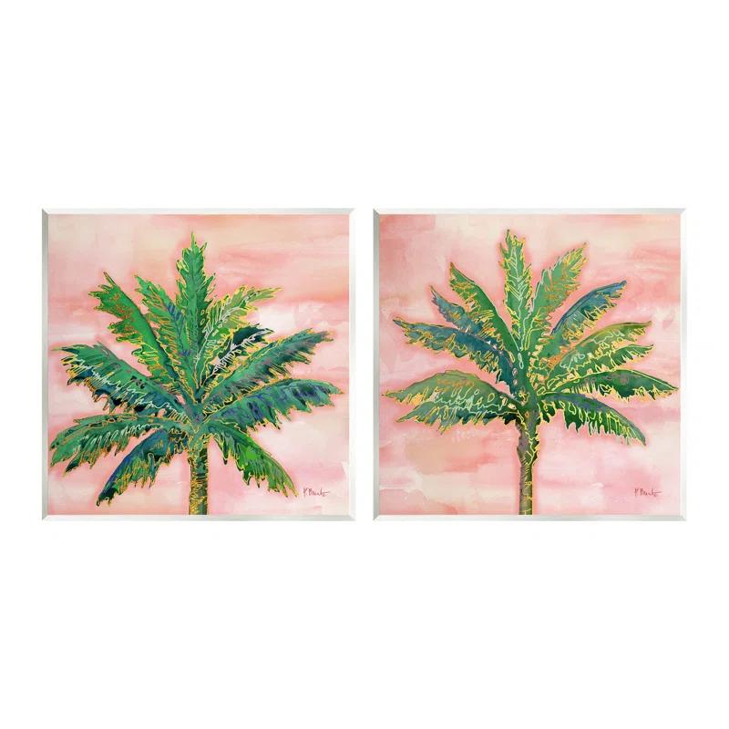 Stupell Industries " Tropical Palm Trees Glam Detail " by Paul Brent 2 - Pieces