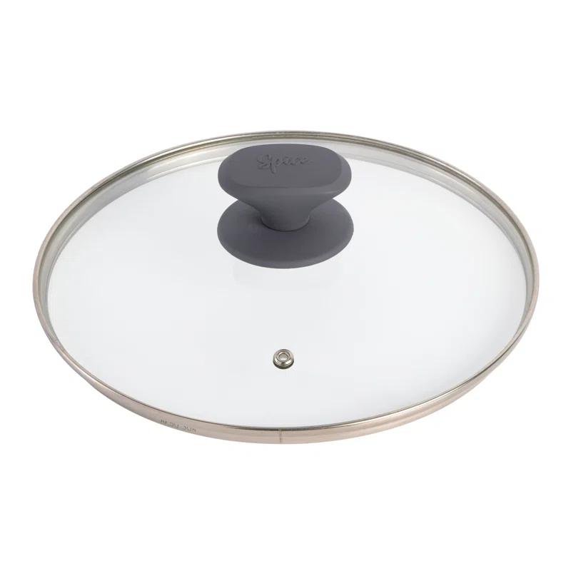 Spice by Tia Mowry Spice By Tia Mowry Savory Saffron Nonstick Ceramic Dutch Oven With Stainless Steel Steamer, 5-Quart, Charcoal, Enamel Exterior, Stay-Cool Handles