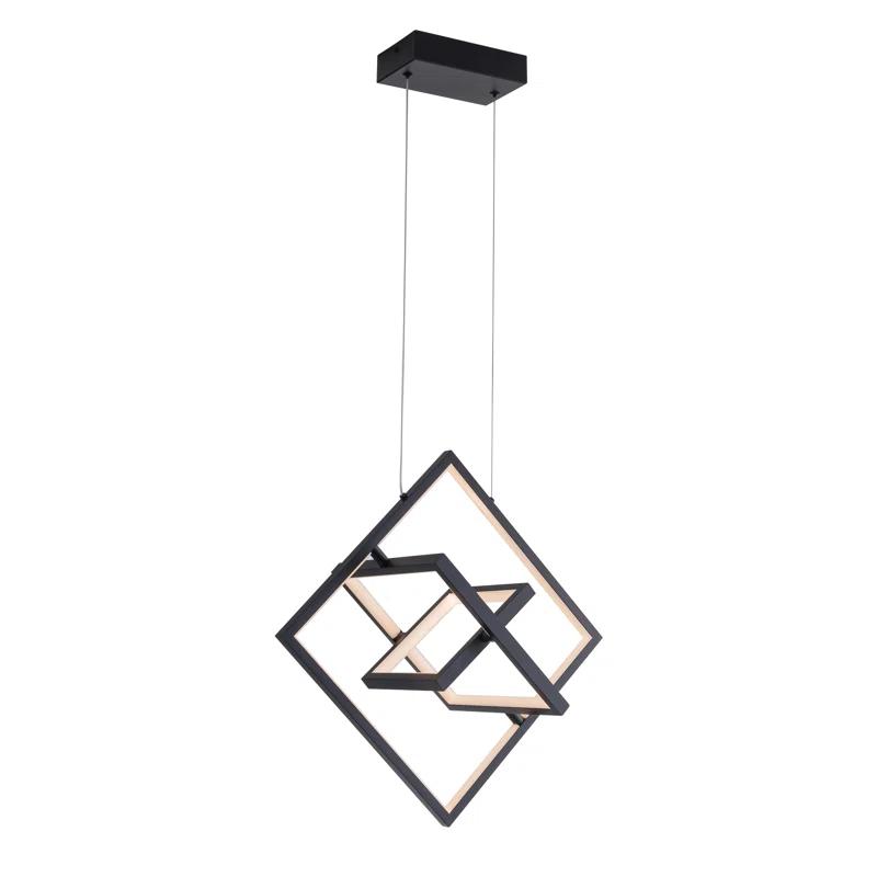 SIMPOL HOME Modern LED Pendant Light, Contemporary Dimmable Light, Adjustable Black Square Cube Ceiling light