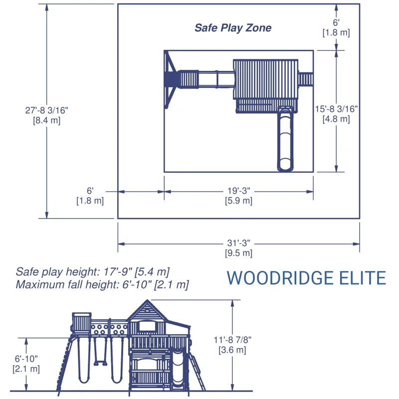 Backyard Discovery Backyard Discovery Woodridge Elite Cedar Wood Swing Set with Wave Slide, Clubhouse, Crawl Tunnel, and Crow's Nest