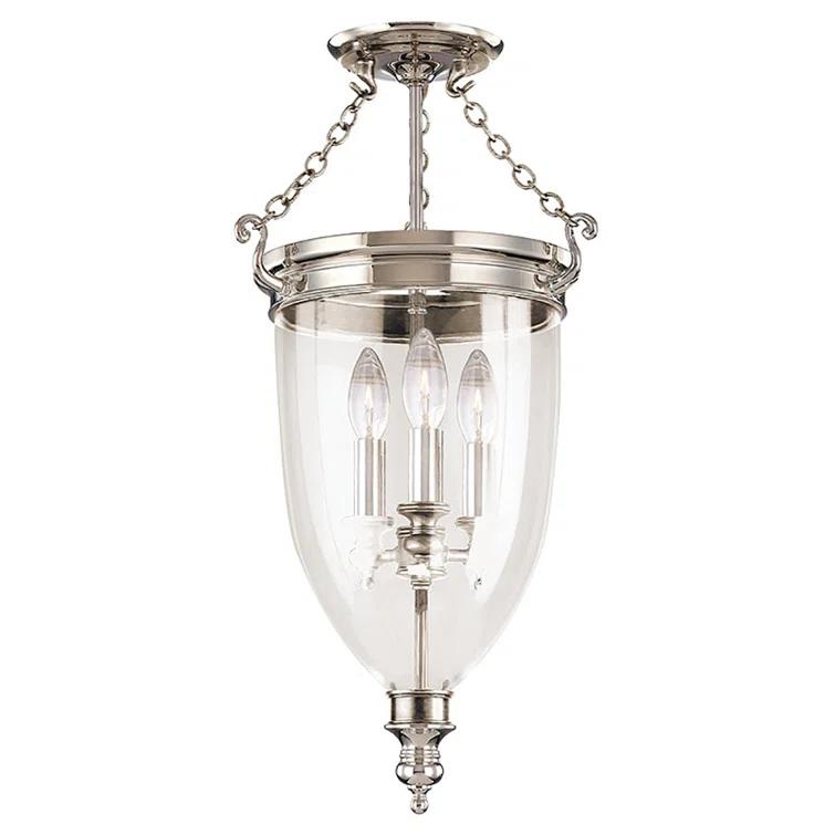 Regency Elegance 11" 3-Light Polished Nickel & Glass Jar Semi-Flush Mount
