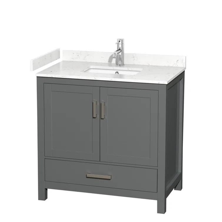 Wyndham Collection Sheffield 36" Metal Single Bathroom Vanity in Dark Gray