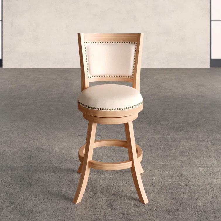 Dovecove Falken Swivel Upholstered Counter Stool with Solid Wood Frame