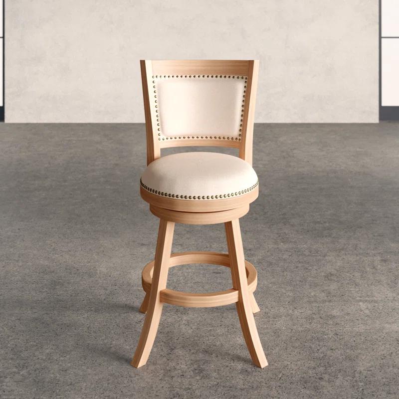 Dovecove Falken Swivel Upholstered Counter Stool with Solid Wood Frame