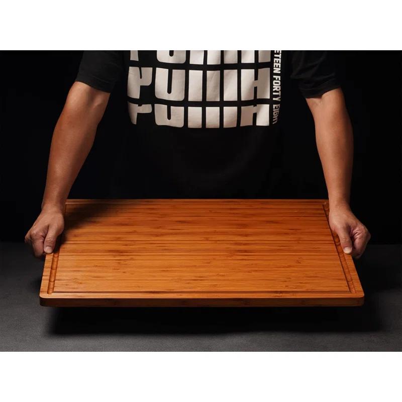 THIROX 24"X18" Bamboo Cutting Boards, XXL Charcuterie Cheese Platter Serving Tray With Handles And Juice Grooves, Solid Structure, Slim, Durable, Reversible
