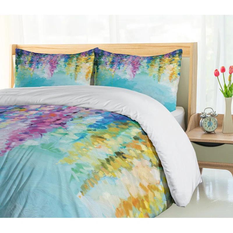 Watercolor Flower Home Modern & Contemporary Abstract Duvet Cover Set