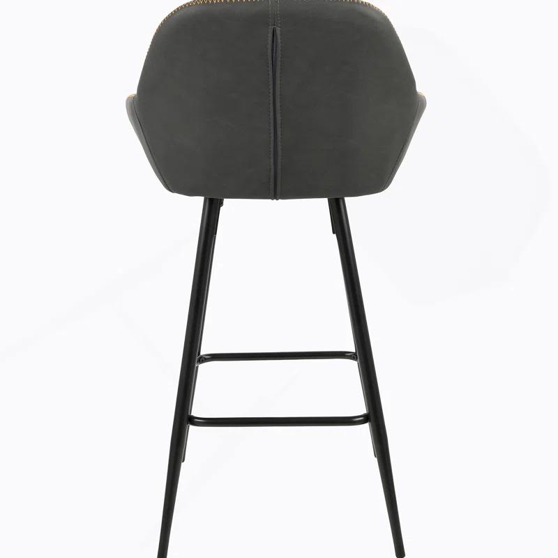 Corrigan Studio® Clubhouse Contemporary 26" Counter Stool with Black Frame and Grey Vintage Faux Leather by LumiSource - Set of 2