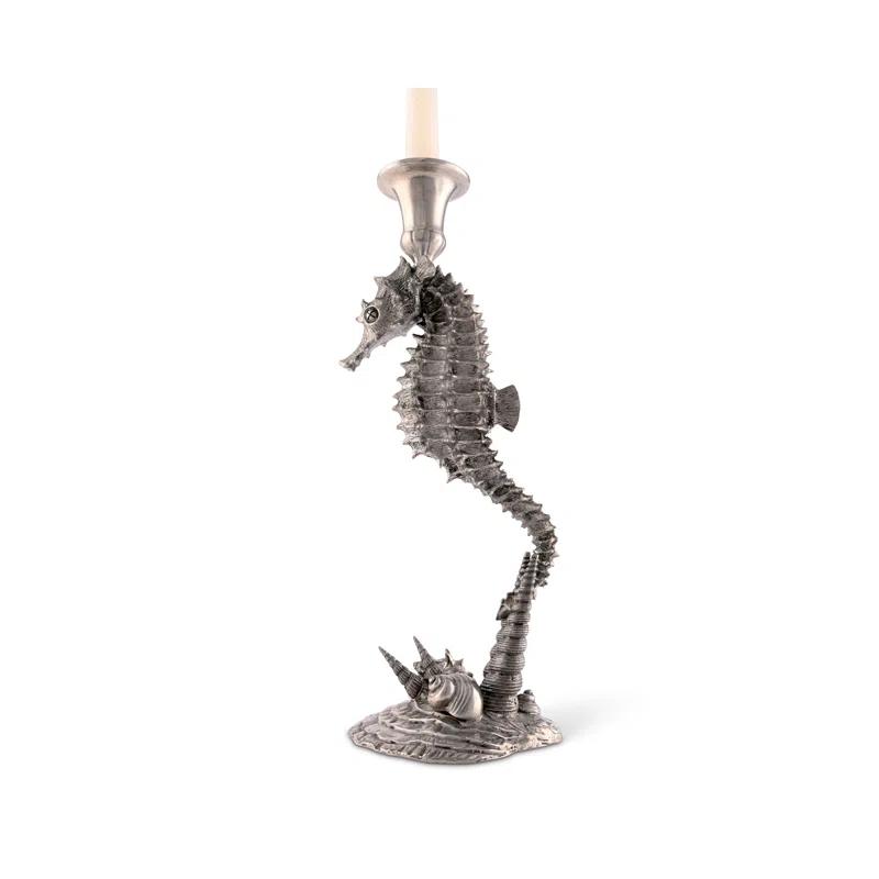 Sea And Shore 14'' H Pewter Tabletop Candlestick