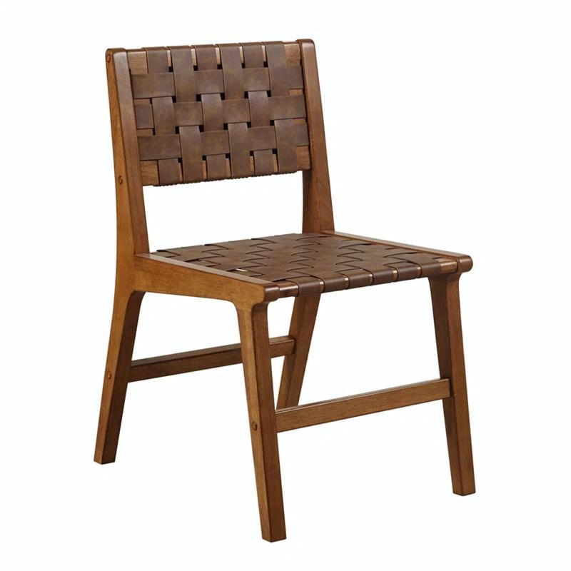 Hokku Designs Faux Leather Woven Dining Chairs Set Of 2