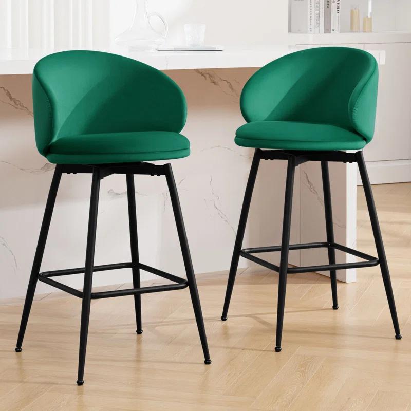 Swivel Upholstered Counter Height Bar Stools (Set of 2)