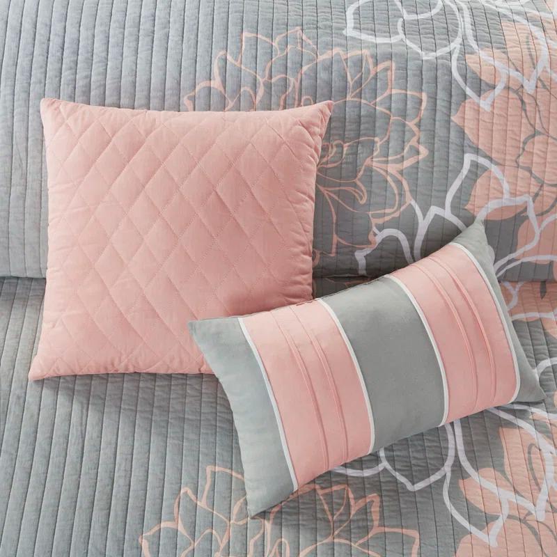 Lola Floral 6 Piece Reversible Cotton Quilt Set