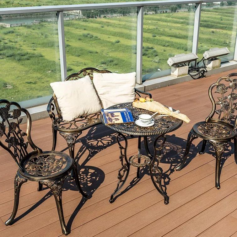 Bloomsbury Market Busselton Round 4 - Person Cast Aluminum Patio Bistro Set Brown