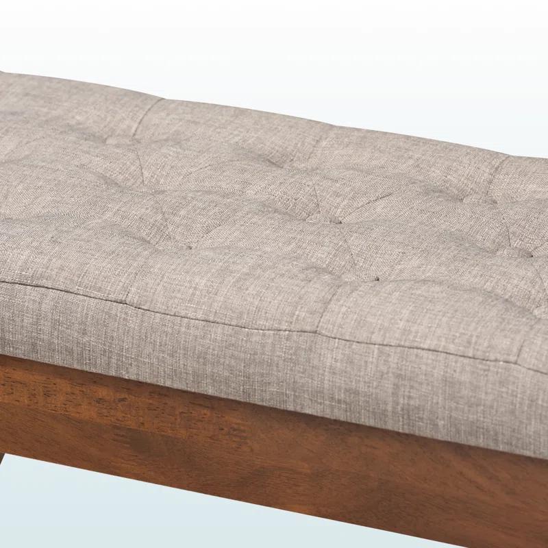 Corrigan Studio® Ismail Upholstered Wood Dining Bench in Light Gray Fabric, 17.57" H X 41.18" W X 15.14" D