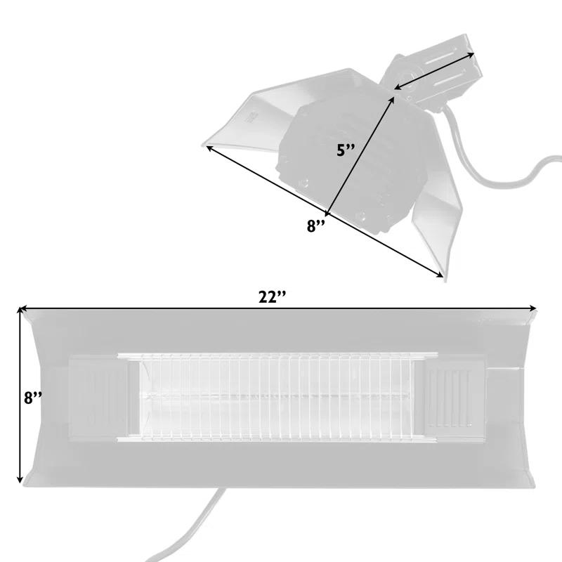 Fire Sense Wall Mounted Infrared Patio Heater 1500W Weatherproof for Indoor Outdoor-Stainless Steel