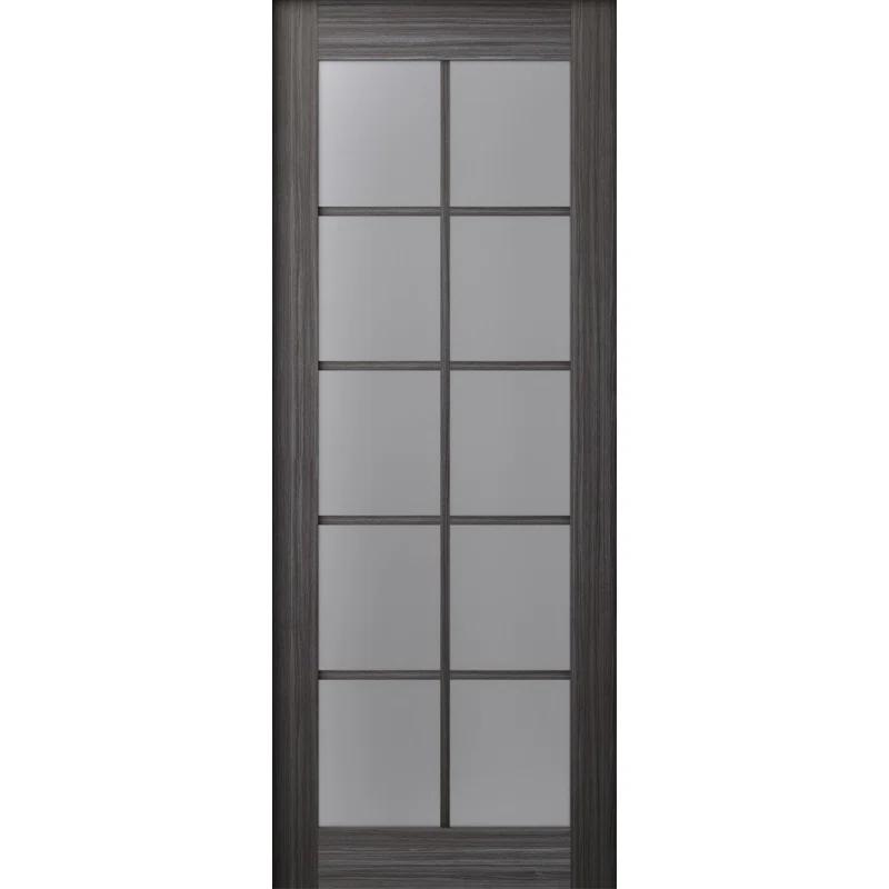 Belldinni Palladio 10-Lite Solid Manufactured Wood and Glass Paneled Prefinished Barn Door with Installation Hardware Kit