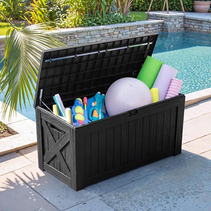 MAXAYA Resin Deck Box 120 Gallon Waterproof Large Deck Boxes P...