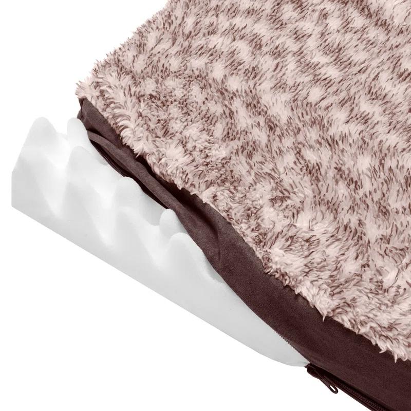 FurHaven Two-Tone Faux Fur and Suede Deluxe Orthopedic Dog Bed