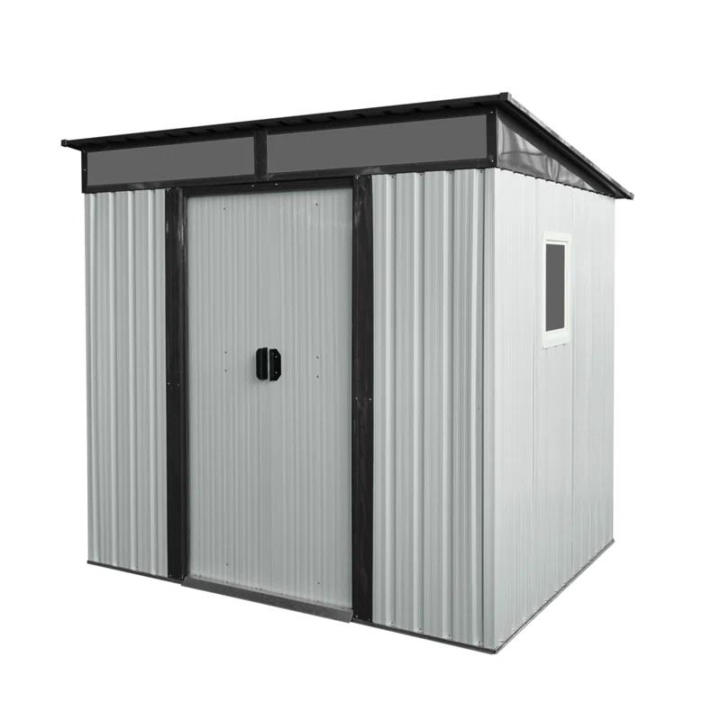HLILish 6Ft X 5Ft Outdoor Metal Storage Shed With Window And Transparent Plate For Garden, Lawn