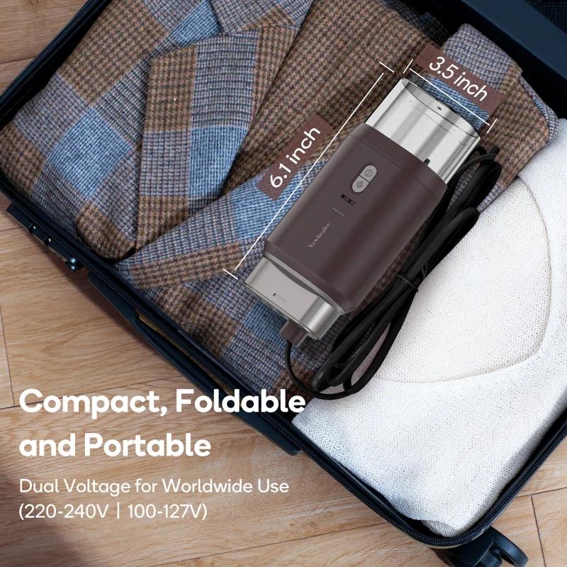 Newbealer Newbealer Travel Garment Steamer,100V-240V Handheld Powerful Steamer for Clothes,2 Adjustment Steaming,Self-cleaning,Brown