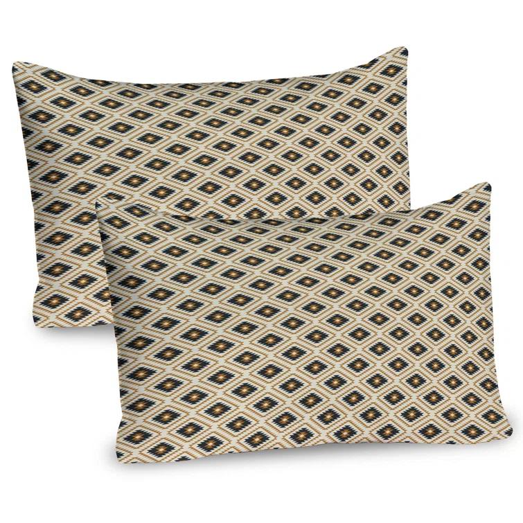 Ambesonne Ambesonne Aztec Pillow Sham 2 Pack Boho Mexican Pattern Black Amber Beige