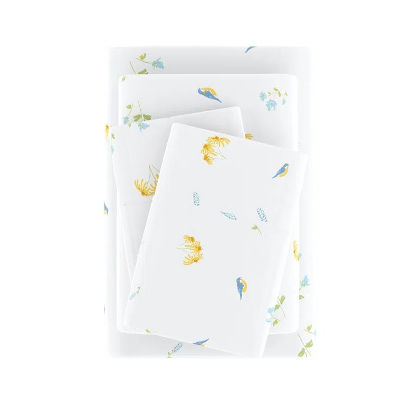 Bluebirds Pattern Microfiber Sheet Set