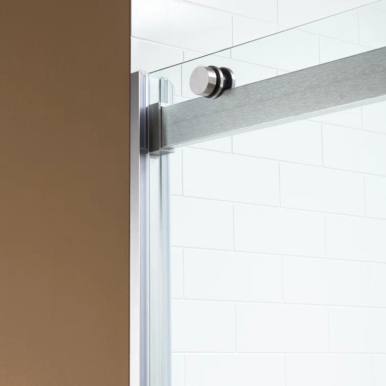 WoodBridge 44-48" W x 80" H Double Sliding Semi- Frameless Shower Door with 5/16"(8mm) Clear Tempered Glass SURFK-4880--BN