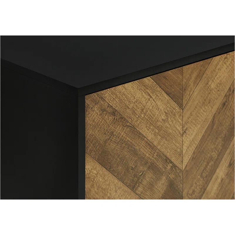 George Oliver Tv Stand, 72 Inch, Console, Media Entertainment Center, Storage Cabinet, Living Room, Bedroom And Black Laminate Metal, Contemporary, Modern